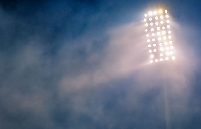 Stadium lights in the fog