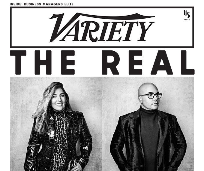 Cover of Variety magazine showing black and white photos of showing Chris McCarthy and Nina L. Diaz