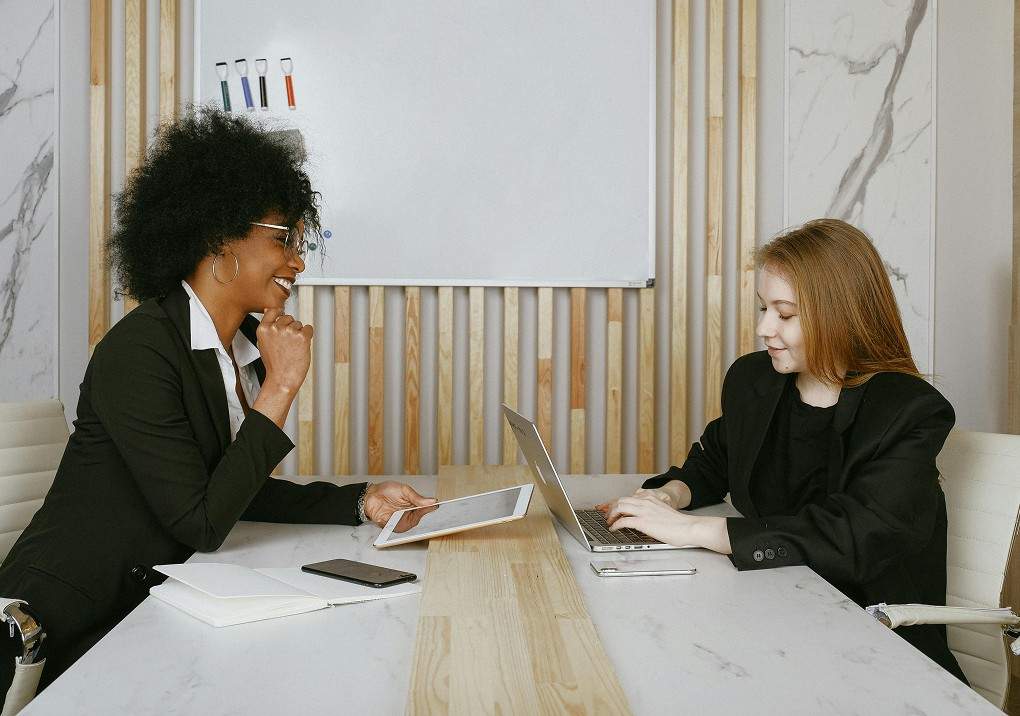 Two women in a business meeting