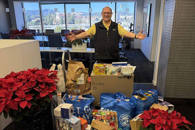 Mickey with toy donations